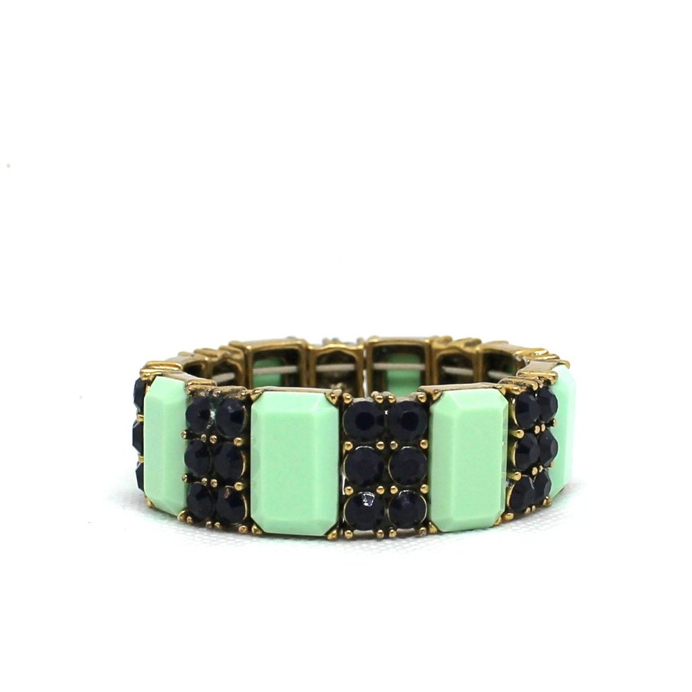 J. Crew Art Deco Mint & Black Statement Bracelet